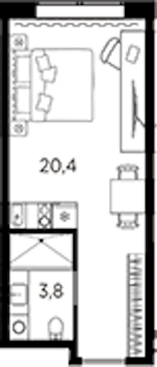 Квартира студия 24.2 м², 2/13 эт., ЖК «AVENIR Industrial»